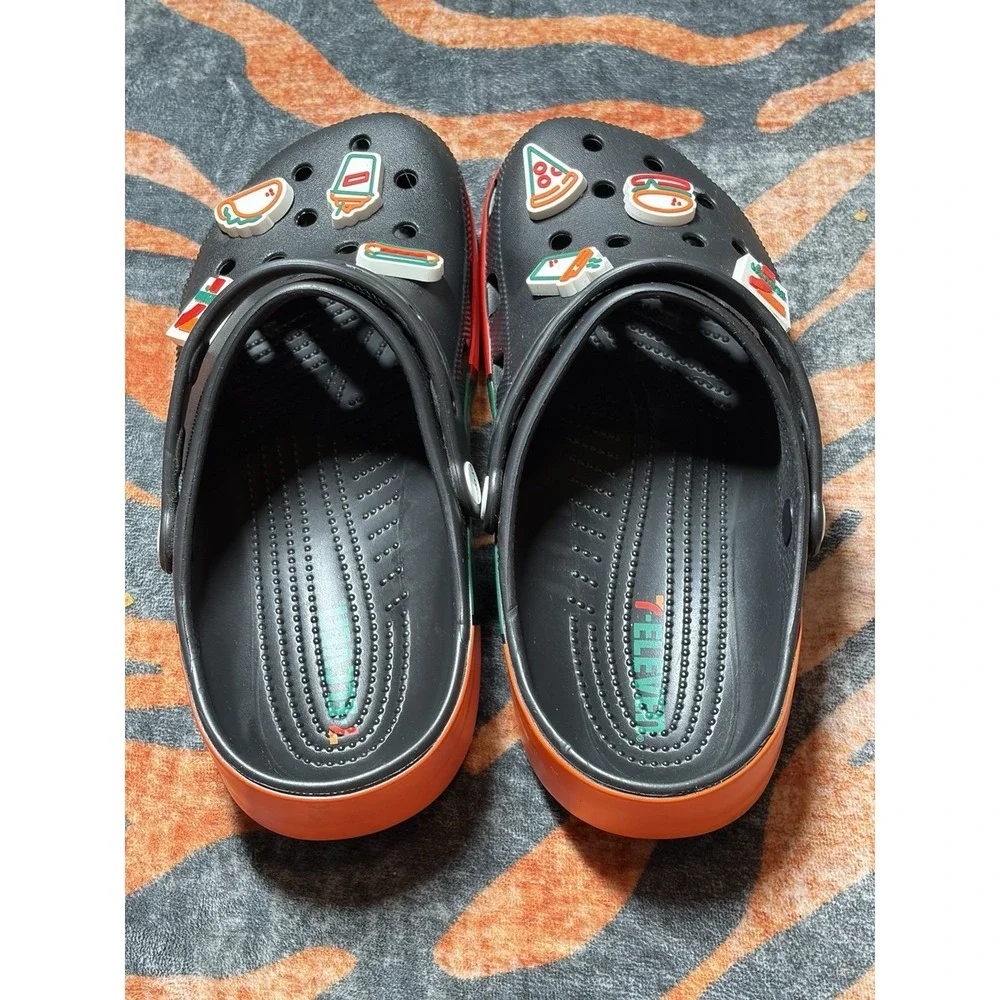 7-Eleven x Crocs Classic Clog 'Black' Men's Size 11, With (8) Charms